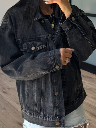 Throw On + Go Denim Jacket | Washed Black | +Plus Available