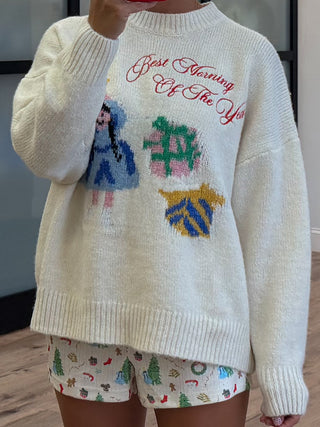 "Best Morning Of The Year" Sweater | Ivory