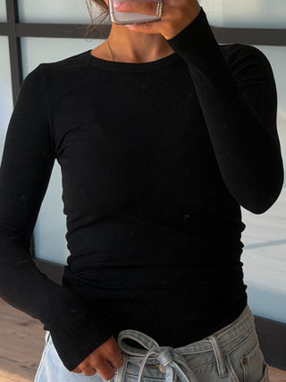 Daily Ribbed Long Sleeve | Black | RESTOCK