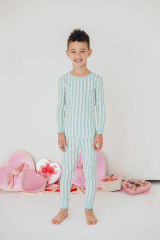 Kids Candy Stripe Pajama Set | Blue | Tiny Talulah