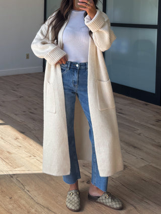 Beckett Longline Cardigan | Ivory | +Plus Available
