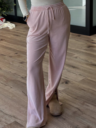 Refresh Slit Hem Lounge Pants | Pale Pink