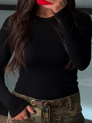 Daily Ribbed Long Sleeve | Black | RESTOCK