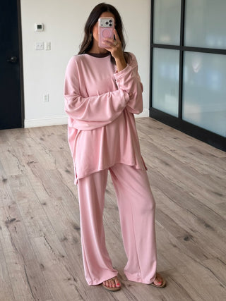 Just Chillin' Contrast Knit Pullover | Blush Roast