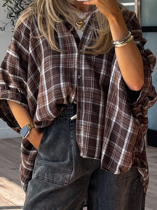 Touch Of Fall Plaid Top | Mocha Latte