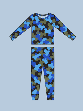 Blue Camo Ribbed Two-Piece Set | Tiny Talulah