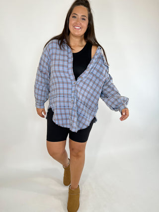 Stone Cliff Plaid Tunic | Peri Blue | +Plus Available | RESTOCK