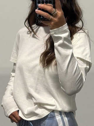 Simple Layered Long Sleeve Tee | White