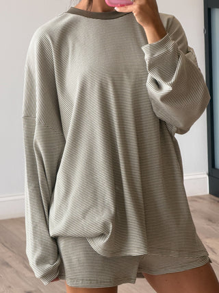 Easy Going Ribbed Stripe Pullover | Ash