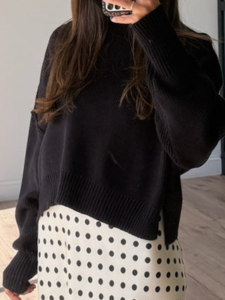 Skyler Ribbed Knit Sweater | Black