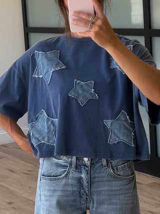 Starburst Patch Tee | Stone Blue
