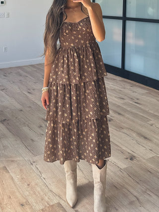 Serena Tiered Dress | Brown Floral