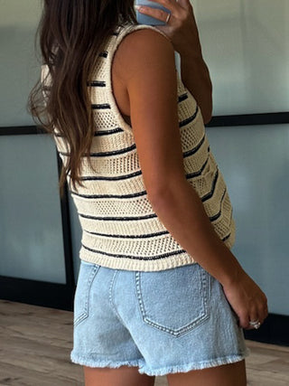 Harbor Lines Button Knit Top