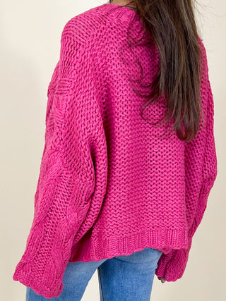 Fisher Chunky Cable Knit Sweater | Hot Pink | FINAL SALE