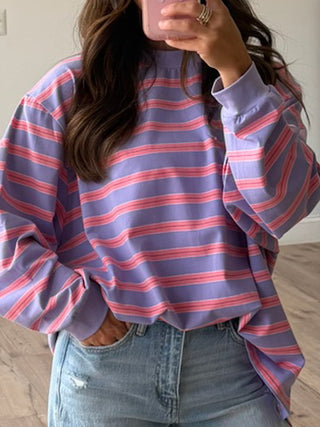 Kayda Stripe Long Sleeve | Lilac Kiss