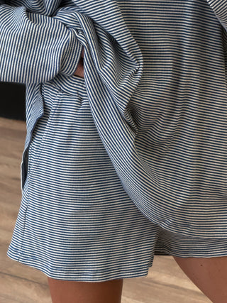 Easy Going Ribbed Stripe Shorts | Denim | +Plus Available