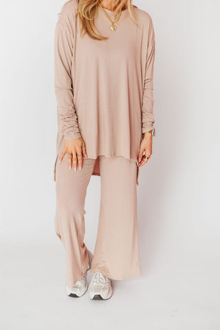 Ally Long Sleeve + Cropped Pants Set | Latte | +Plus Available