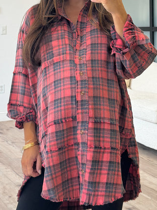 Stone Cliff Plaid Tunic | Rosewood | +Plus Available | RESTOCK