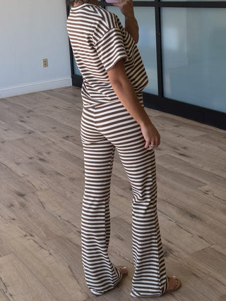 Miah Ribbed Knit Flare Pants | Cocoa Cream