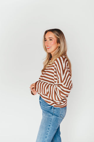 Isla Cardigan | Caramel Stripe | RESTOCK