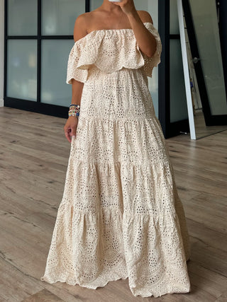 Monet Eyelet Maxi Dress | Cream