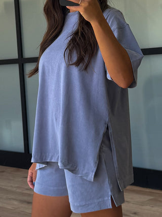 Roam Tee + Shorts Set | Misty Blue
