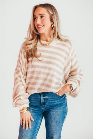 Juniper Stripe Knit Sweater | Taupe | +Plus Available