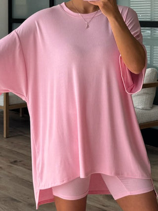 Novi Ribbed Tee + Shorts Set | Powder Pink | +Plus Available
