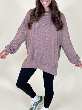 Comfy Ribbed Pullover | Chocolate | +Plus Available | BLACK TUESDAY DOORBUSTER