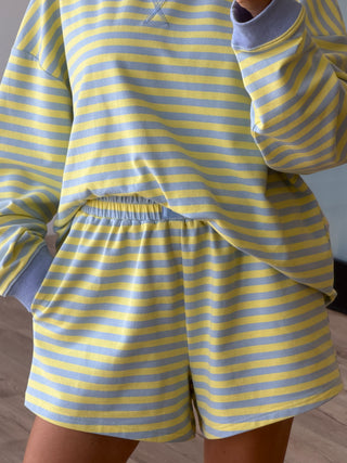 Leisure Stripe Lounge Shorts | Citrus Sky