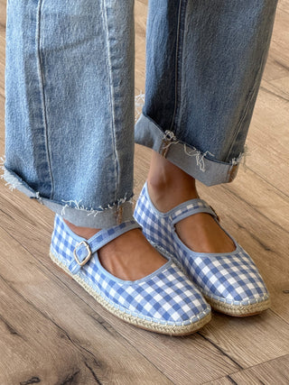 Gingham Mary Jane Espadrilles | Sky