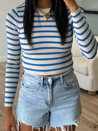 Lenny Stripe Crop Top | Blue | FINAL SALE