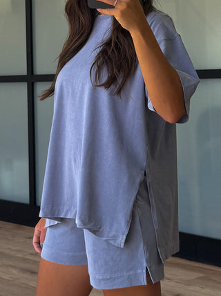 Roam Tee + Shorts Set | Misty Blue