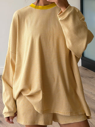 Easy Going Ribbed Stripe Shorts | Golden