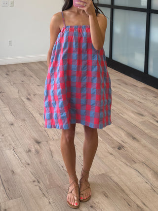 Berry Stand Checkered Dress
