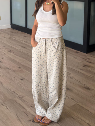 Wisteria Garden Barrel Jeans