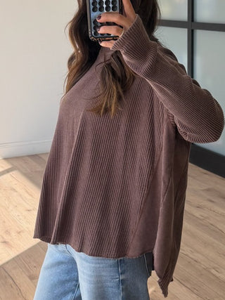 Averi Waffle Knit Top | Cocoa