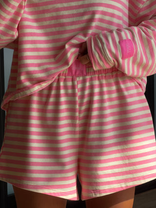 Leisure Stripe Lounge Shorts | Bubblegum