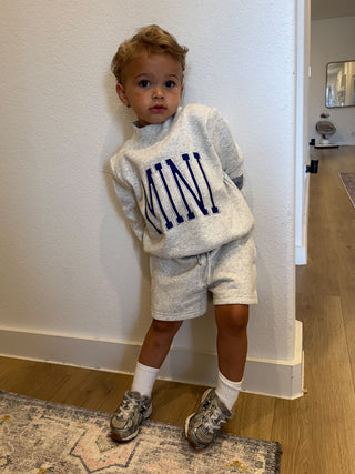 Kids "MINI" Mock Neck Shorts Set | Grey | Tiny Talulah