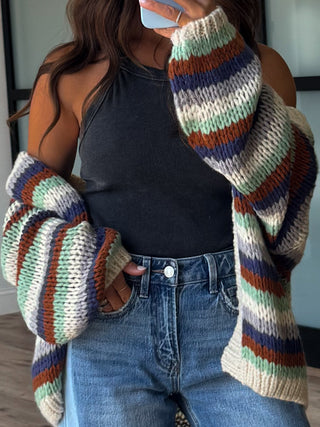 Bold Strokes Knit Cardigan | Frosted Fern | +Plus Available