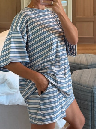 Jovi Ribbed Knit Tee + Shorts Set | Sky Cloud | +Plus Available