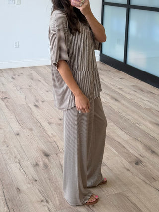 On Repeat Stripe Oversized Tee | Latte | RESTOCK