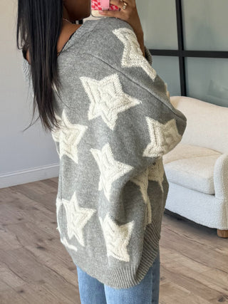 Stormi Star Oversized Cardigan | Grey