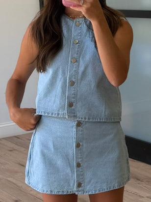 Isobel Buttoned Denim Skort
