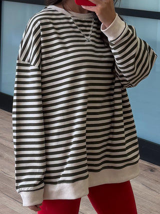 Ledger Stripe Pullover | Olive