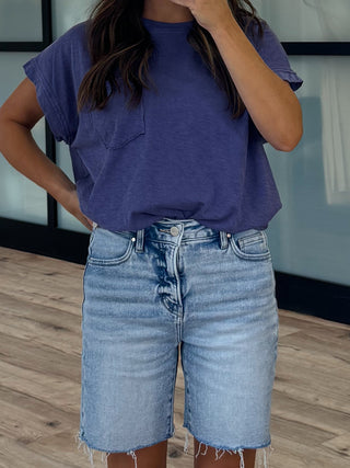 Relaxed Cotton Pocket Tee | Indigo