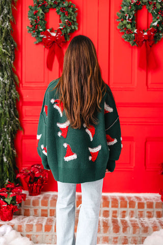 Santa Hat Oversized Sweater | Green | +Plus Available