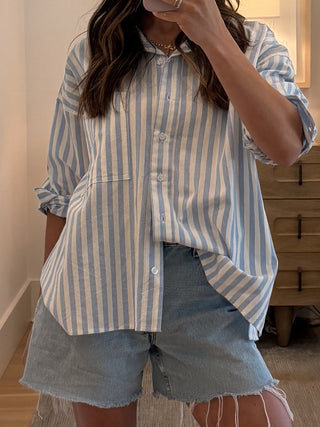 Rian Stripe Button-Down | Sky Blue | RESTOCK