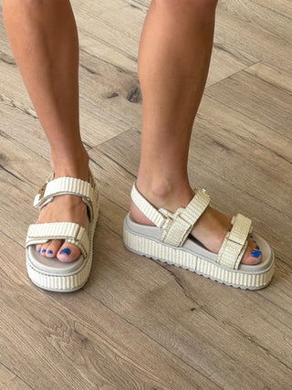 Raffia Slingback Platform Sandals
