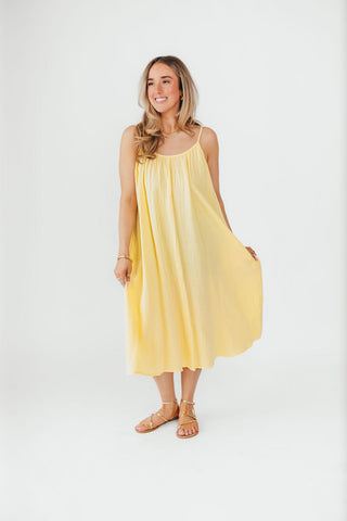 Callie Cotton Gauze Midi Dress | Lemon